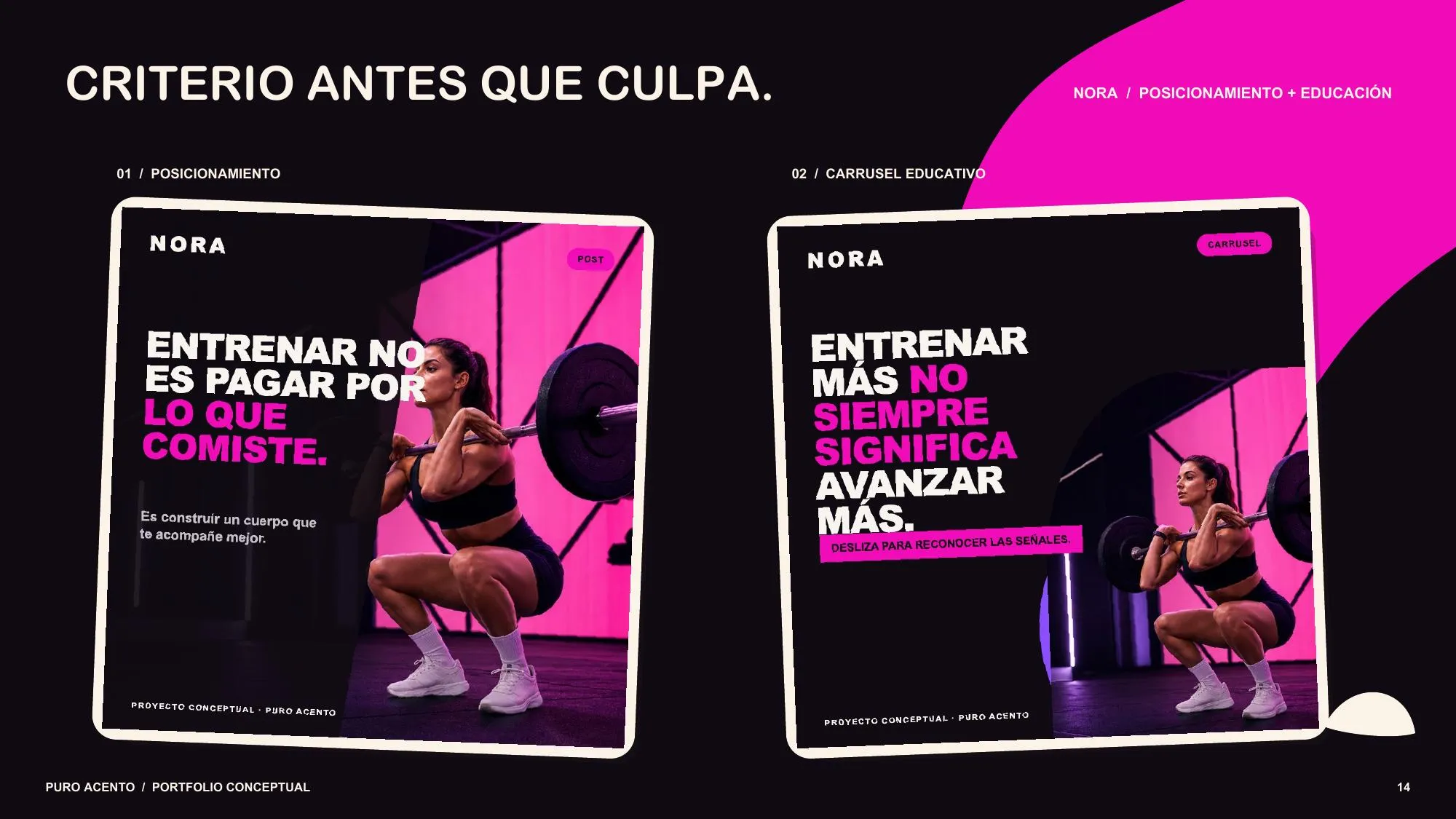 Sistema conceptual de contenido y reels para la marca personal NORA
